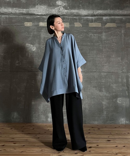 cona（コナ）の「【ZOZO限定】ドレープオーバーシャツ（シャツ/ブラウス・レディース・ブラック/ブルー・FREE）」の6枚目の写真