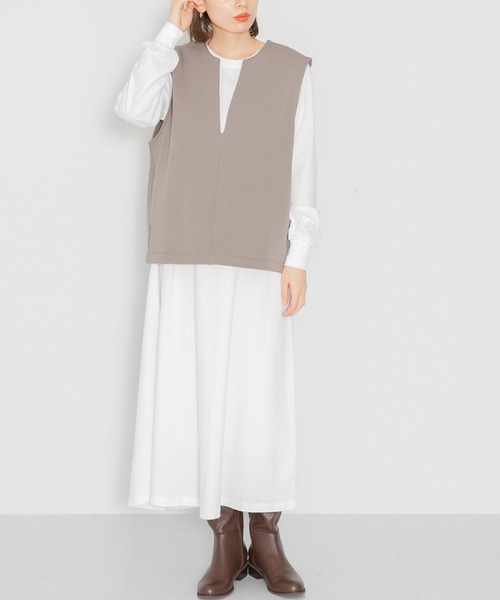 URBAN RESEARCH Sonny Label（アーバンリサーチサニーレーベル）の「『SETアイテム』カットベストセットワンピース（ワンピース・レディース・グレー系その他/ベージュ系その他/ブラック系その他・FREE）」の2枚目の写真