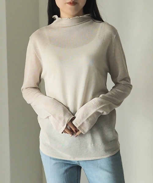 Riberry（リベリー）の「シアーニットプルオーバー（Tシャツ/カットソー・レディース・ベージュ/ブラック/オフホワイト/イエロー・MEDIUM）」の6枚目の写真