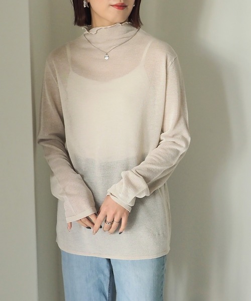 Riberry（リベリー）の「シアーニットプルオーバー（Tシャツ/カットソー・レディース・ベージュ/ブラック/オフホワイト/イエロー・MEDIUM）」の14枚目の写真