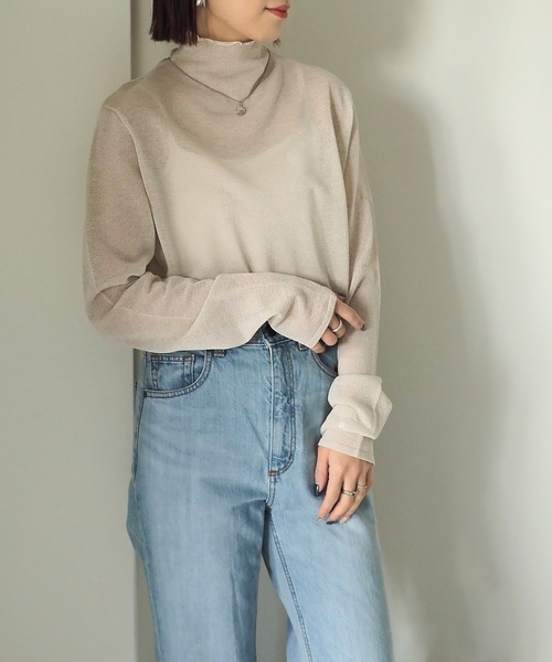 Riberry（リベリー）の「シアーニットプルオーバー（Tシャツ/カットソー・レディース・ベージュ/ブラック/オフホワイト/イエロー・MEDIUM）」の15枚目の写真