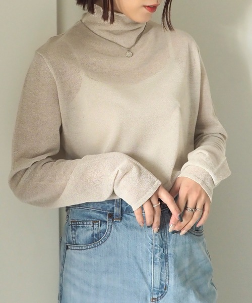 Riberry（リベリー）の「シアーニットプルオーバー（Tシャツ/カットソー・レディース・ベージュ/ブラック/オフホワイト/イエロー・MEDIUM）」の16枚目の写真