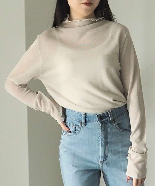 Riberry（リベリー）の「シアーニットプルオーバー（Tシャツ/カットソー・レディース・ベージュ/ブラック/オフホワイト/イエロー・MEDIUM）」の19枚目の写真