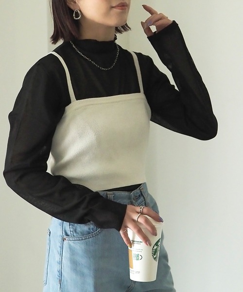 Riberry（リベリー）の「シアーニットプルオーバー（Tシャツ/カットソー・レディース・ベージュ/ブラック/オフホワイト/イエロー・MEDIUM）」の12枚目の写真