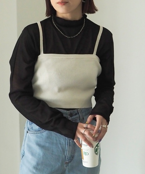 Riberry（リベリー）の「シアーニットプルオーバー（Tシャツ/カットソー・レディース・ベージュ/ブラック/オフホワイト/イエロー・MEDIUM）」の13枚目の写真