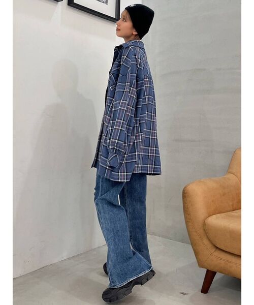 GYDA（ジェイダ）の「LOOSE CHECK GG SH（シャツ/ブラウス・レディース・オフホワイト/ブルー・FREE）」の10枚目の写真