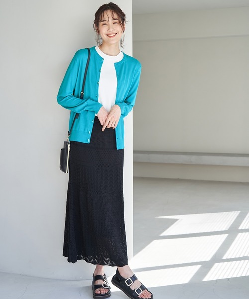 ROPE' PICNIC（ロペピクニック）の「UVカット・洗濯機OK・接触冷感/クルーカーディガン（カーディガン/ボレロ・レディース・ブラック/ライトグレー/カーキ/ブルー系その他5/マスタード・38）」の7枚目の写真