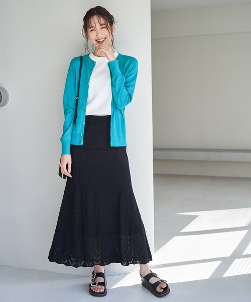 ROPE' PICNIC（ロペピクニック）の「UVカット・洗濯機OK・接触冷感/クルーカーディガン（カーディガン/ボレロ・レディース・ブラック/ライトグレー/カーキ/ブルー系その他5/マスタード・38）」の11枚目の写真