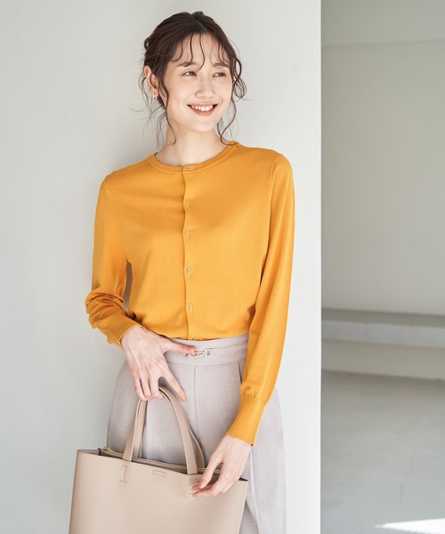 ROPE' PICNIC（ロペピクニック）の「UVカット・洗濯機OK・接触冷感/クルーカーディガン（カーディガン/ボレロ・レディース・ブラック/ライトグレー/カーキ/ブルー系その他5/マスタード・38）」の15枚目の写真