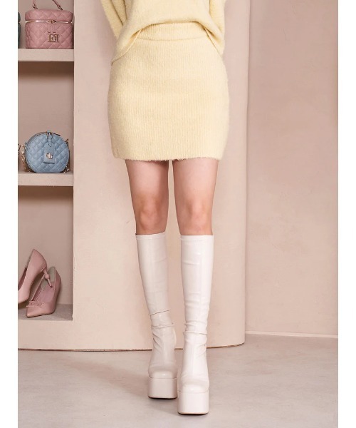 Darich(ダーリッチ)の「シャギーニットスカート(スカート・レディース・イエロー/サックスブルー/アイボリー・FREE/FL)」の1枚目の写真