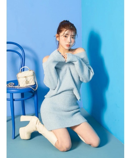 Darich(ダーリッチ)の「シャギーニットスカート(スカート・レディース・イエロー/サックスブルー/アイボリー・FREE/FL)」の6枚目の写真