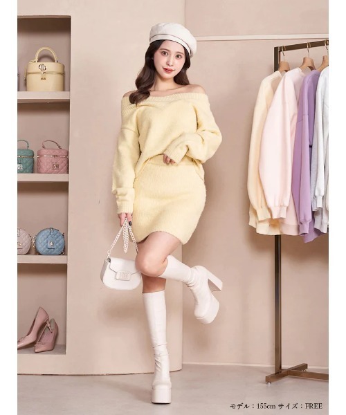 Darich(ダーリッチ)の「シャギーニットスカート(スカート・レディース・イエロー/サックスブルー/アイボリー・FREE/FL)」の10枚目の写真