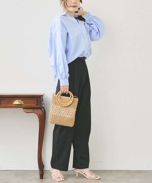 Chez toi（シェトワ）の「クレープタックワイドパンツ（その他パンツ・レディース・ブラック/ブルー/アイボリー・FREE）」の5枚目の写真