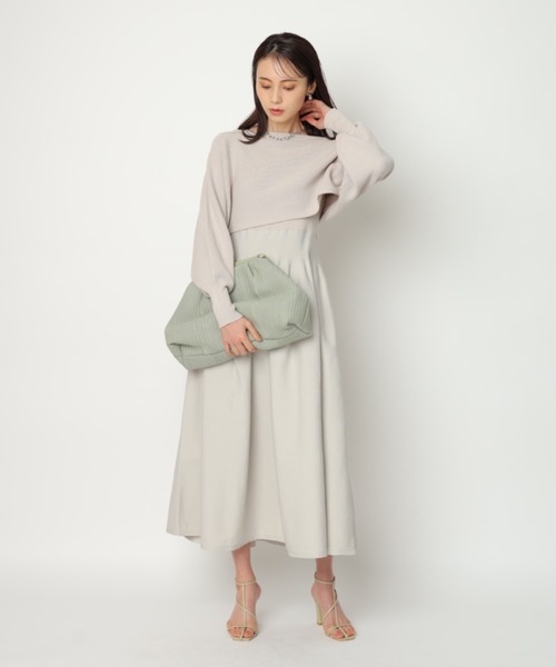 カデュネ CADUNE ボレロ付きニットワンピース ライトグレー CADUNE（カデュネ）の「ボレロ付きニットワンピース（ワンピース
