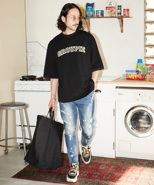 ADAM PATEK(アダムパテック)の「ADAMPATEK / groupie college Logo looose T/ルーズシルエットカレッジロゴビッグTシャツ(Tシャツ/カットソー・メンズ・ホワイト/グレー/ブラック・1/2/3)」の15枚目の写真