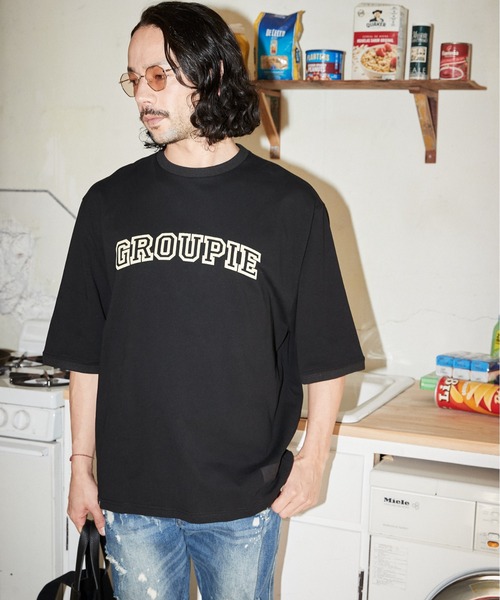 ADAM PATEK(アダムパテック)の「ADAMPATEK / groupie college Logo looose T/ルーズシルエットカレッジロゴビッグTシャツ(Tシャツ/カットソー・メンズ・ホワイト/グレー/ブラック・1/2/3)」の12枚目の写真