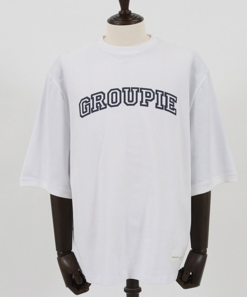 ADAM PATEK(アダムパテック)の「ADAMPATEK / groupie college Logo looose T/ルーズシルエットカレッジロゴビッグTシャツ(Tシャツ/カットソー・メンズ・ホワイト/グレー/ブラック・1/2/3)」の9枚目の写真