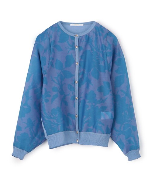 SOULEIADO（ソレイアード）の「ポリエステルプリント クルーネックカーディガン（ニット/セーター・レディース・ブルー系その他/ピンク系その他・S）」の2枚目の写真