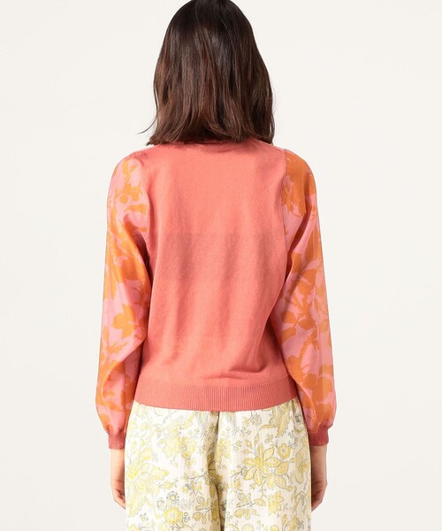 SOULEIADO（ソレイアード）の「ポリエステルプリント クルーネックカーディガン（ニット/セーター・レディース・ブルー系その他/ピンク系その他・S）」の6枚目の写真