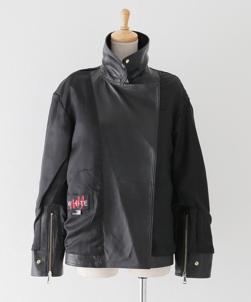 希少新品 MY WHITE マイホワイト レザー ブラック ドゥーズィエムクラス Deuxieme Classe ジャケット ライダースジャケット 【MY WHITE