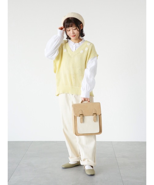 ehka sopo（エヘカソポ）の「花刺繍ニットベスト（ベスト・レディース・オフホワイト/イエロー/ベージュ・ﾌﾘ-）」の8枚目の写真