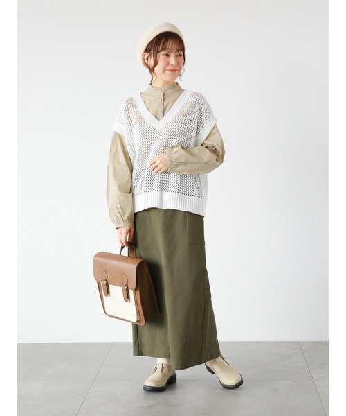 ehka sopo（エヘカソポ）の「花刺繍ニットベスト（ベスト・レディース・オフホワイト/イエロー/ベージュ・ﾌﾘ-）」の9枚目の写真