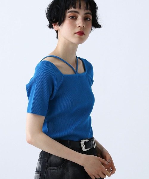 PAGEBOY（ページボーイ）の「2WAYスクエアネックTOPS（Tシャツ/カットソー・レディース・オフホワイト/ブルー/ブラック/グリーン・FREE）」の4枚目の写真