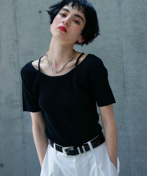 PAGEBOY（ページボーイ）の「2WAYスクエアネックTOPS（Tシャツ/カットソー・レディース・オフホワイト/ブルー/ブラック/グリーン・FREE）」の3枚目の写真