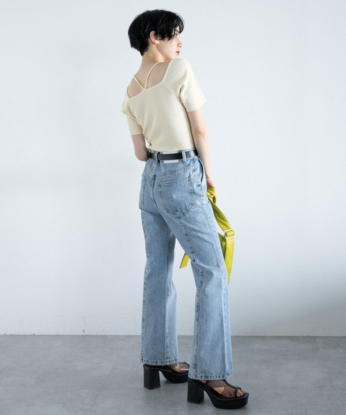 PAGEBOY（ページボーイ）の「2WAYスクエアネックTOPS（Tシャツ/カットソー・レディース・オフホワイト/ブルー/ブラック/グリーン・FREE）」の6枚目の写真