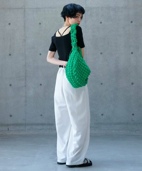 PAGEBOY（ページボーイ）の「2WAYスクエアネックTOPS（Tシャツ/カットソー・レディース・オフホワイト/ブルー/ブラック/グリーン・FREE）」の11枚目の写真