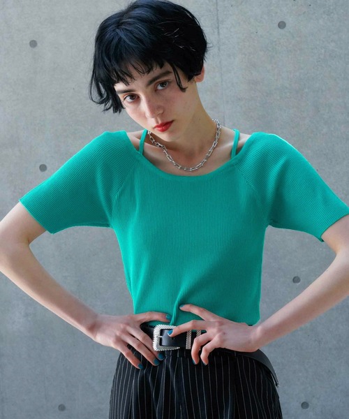 PAGEBOY（ページボーイ）の「2WAYスクエアネックTOPS（Tシャツ/カットソー・レディース・オフホワイト/ブルー/ブラック/グリーン・FREE）」の12枚目の写真