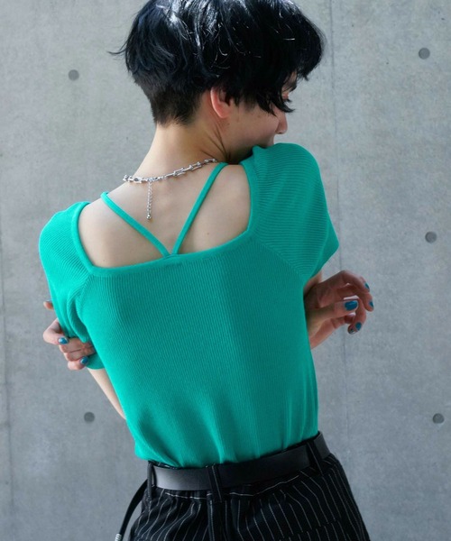 PAGEBOY（ページボーイ）の「2WAYスクエアネックTOPS（Tシャツ/カットソー・レディース・オフホワイト/ブルー/ブラック/グリーン・FREE）」の13枚目の写真