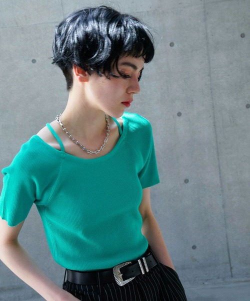 PAGEBOY（ページボーイ）の「2WAYスクエアネックTOPS（Tシャツ/カットソー・レディース・オフホワイト/ブルー/ブラック/グリーン・FREE）」の14枚目の写真