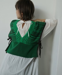 HERENCIA | トライバルパターン サイドリボン ベスト(ベスト)