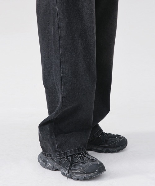ルーズストレートワイドレッグパンツ ウォッシュ加工 韓国 847 ルーズストレートワイドレッグパンツ ウォッシュ加工 韓国 847