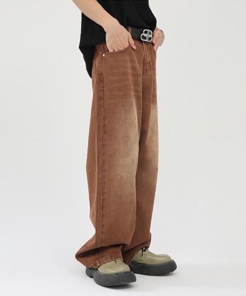 Ressaca（レサーカ）の「ワイドシルエット ルーズストレート カラーウォッシュデニムパンツ（デニムパンツ・メンズ・ブラウン/ブラック/インディゴブルー/パープル・S/M/L/XL）」の18枚目の写真