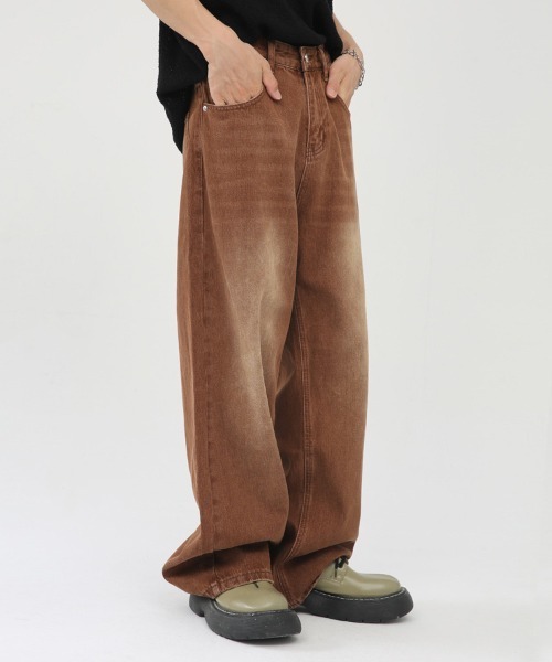 Ressaca（レサーカ）の「ワイドシルエット ルーズストレート カラーウォッシュデニムパンツ（デニムパンツ・メンズ・ブラウン/ブラック/インディゴブルー/パープル・S/M/L/XL）」の22枚目の写真