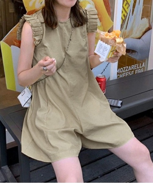 SUGAR BISKET（シュガービスケット）の「オールインワンラッシュガード（サロペット/オーバーオール・レディース・ベージュ/ブラック/カーキ/ベージュ系1/カーキ系1/ブラック系1・S/M/L）」の7枚目の写真