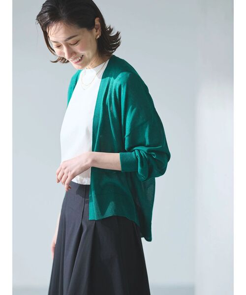 Green　Parks（グリーンパークス）の「接触冷感ゆったりカーデ（カーディガン/ボレロ・レディース・ライトグレー/グリーン/ブラック/オフホワイト/ベージュ・FREE）」の20枚目の写真