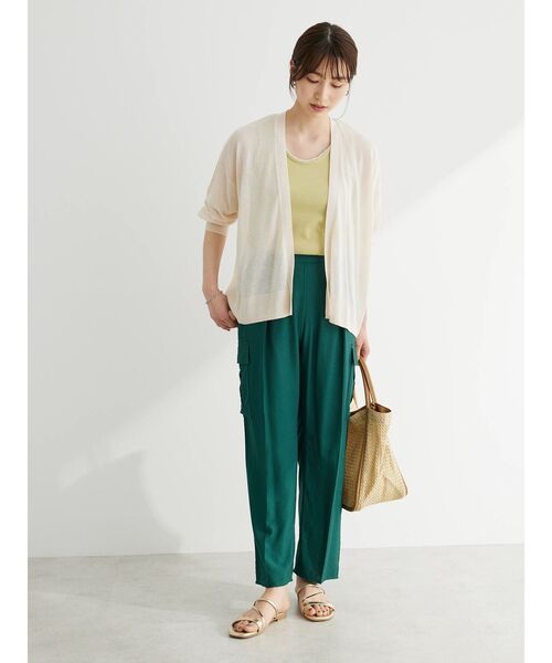 Green　Parks（グリーンパークス）の「接触冷感ゆったりカーデ（カーディガン/ボレロ・レディース・ライトグレー/グリーン/ブラック/オフホワイト/ベージュ・FREE）」の22枚目の写真