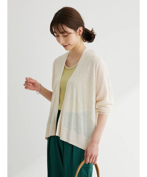 Green　Parks（グリーンパークス）の「接触冷感ゆったりカーデ（カーディガン/ボレロ・レディース・ライトグレー/グリーン/ブラック/オフホワイト/ベージュ・FREE）」の13枚目の写真