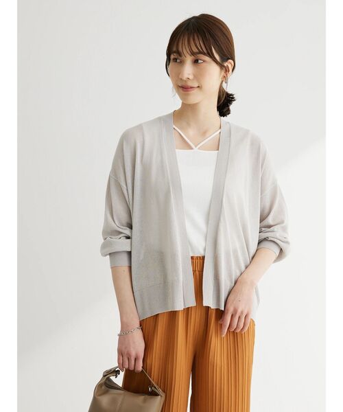 Green　Parks（グリーンパークス）の「接触冷感ゆったりカーデ（カーディガン/ボレロ・レディース・ライトグレー/グリーン/ブラック/オフホワイト/ベージュ・FREE）」の17枚目の写真