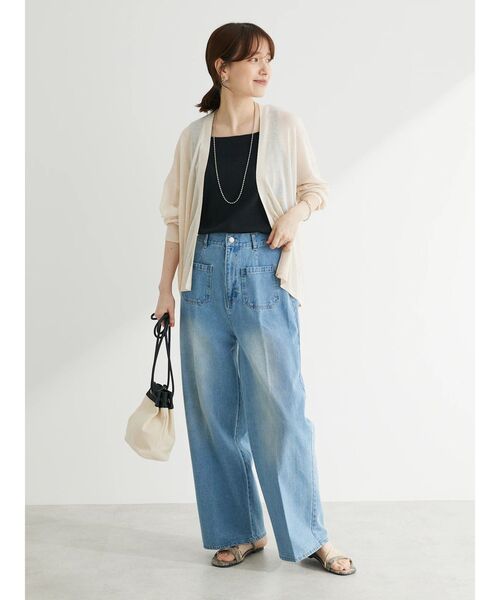 Green　Parks（グリーンパークス）の「接触冷感ゆったりカーデ（カーディガン/ボレロ・レディース・ライトグレー/グリーン/ブラック/オフホワイト/ベージュ・FREE）」の21枚目の写真