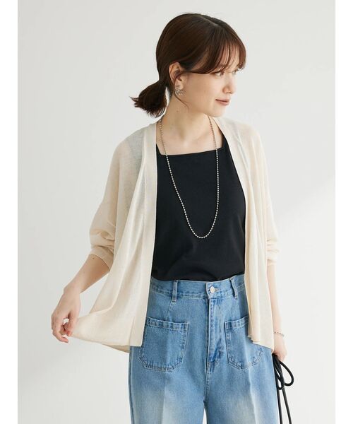 Green　Parks（グリーンパークス）の「接触冷感ゆったりカーデ（カーディガン/ボレロ・レディース・ライトグレー/グリーン/ブラック/オフホワイト/ベージュ・FREE）」の19枚目の写真