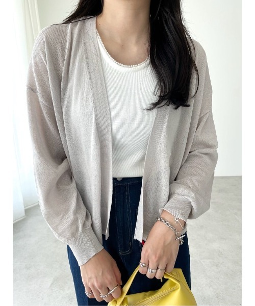 Green　Parks（グリーンパークス）の「接触冷感ゆったりカーデ（カーディガン/ボレロ・レディース・ライトグレー/グリーン/ブラック/オフホワイト/ベージュ・FREE）」の4枚目の写真