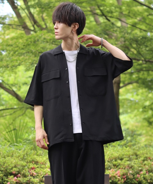 SITRY(シトリー)の「seersucker oversize drop shoulder drape shirt/シアサッカー オーバーサイズ ドロップショルダー ドレープ シャツ(シャツ/ブラウス・メンズ・ブラック/ネイビー/カーキ・M/L/LL)」の10枚目の写真