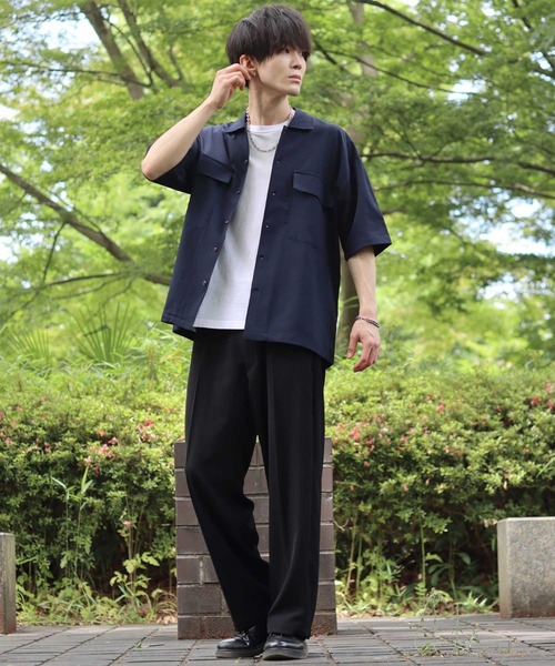 SITRY(シトリー)の「seersucker oversize drop shoulder drape shirt/シアサッカー オーバーサイズ ドロップショルダー ドレープ シャツ(シャツ/ブラウス・メンズ・ブラック/ネイビー/カーキ・M/L/LL)」の18枚目の写真