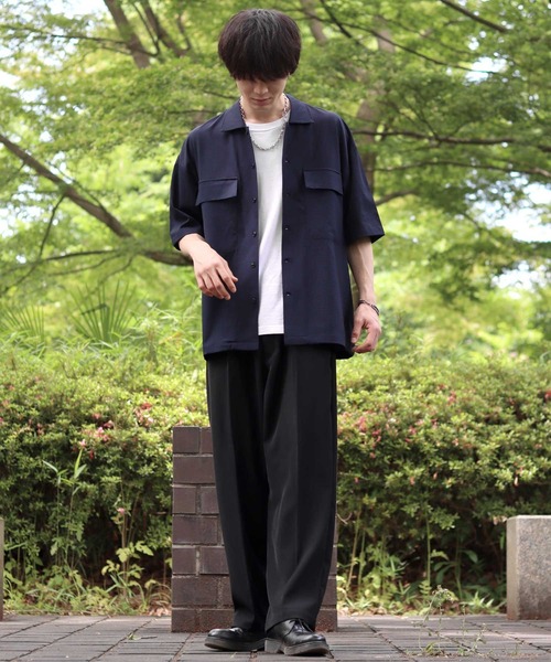 SITRY(シトリー)の「seersucker oversize drop shoulder drape shirt/シアサッカー オーバーサイズ ドロップショルダー ドレープ シャツ(シャツ/ブラウス・メンズ・ブラック/ネイビー/カーキ・M/L/LL)」の21枚目の写真