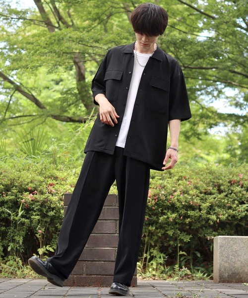 SITRY(シトリー)の「seersucker oversize drop shoulder drape shirt/シアサッカー オーバーサイズ ドロップショルダー ドレープ シャツ(シャツ/ブラウス・メンズ・ブラック/ネイビー/カーキ・M/L/LL)」の22枚目の写真