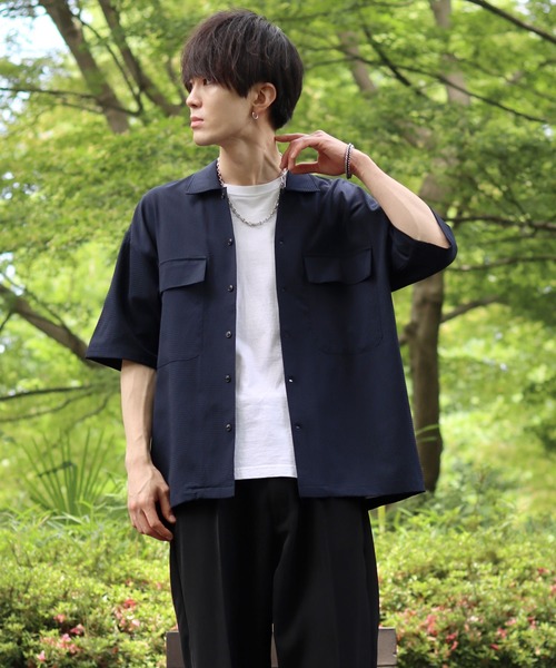 SITRY(シトリー)の「seersucker oversize drop shoulder drape shirt/シアサッカー オーバーサイズ ドロップショルダー ドレープ シャツ(シャツ/ブラウス・メンズ・ブラック/ネイビー/カーキ・M/L/LL)」の11枚目の写真
